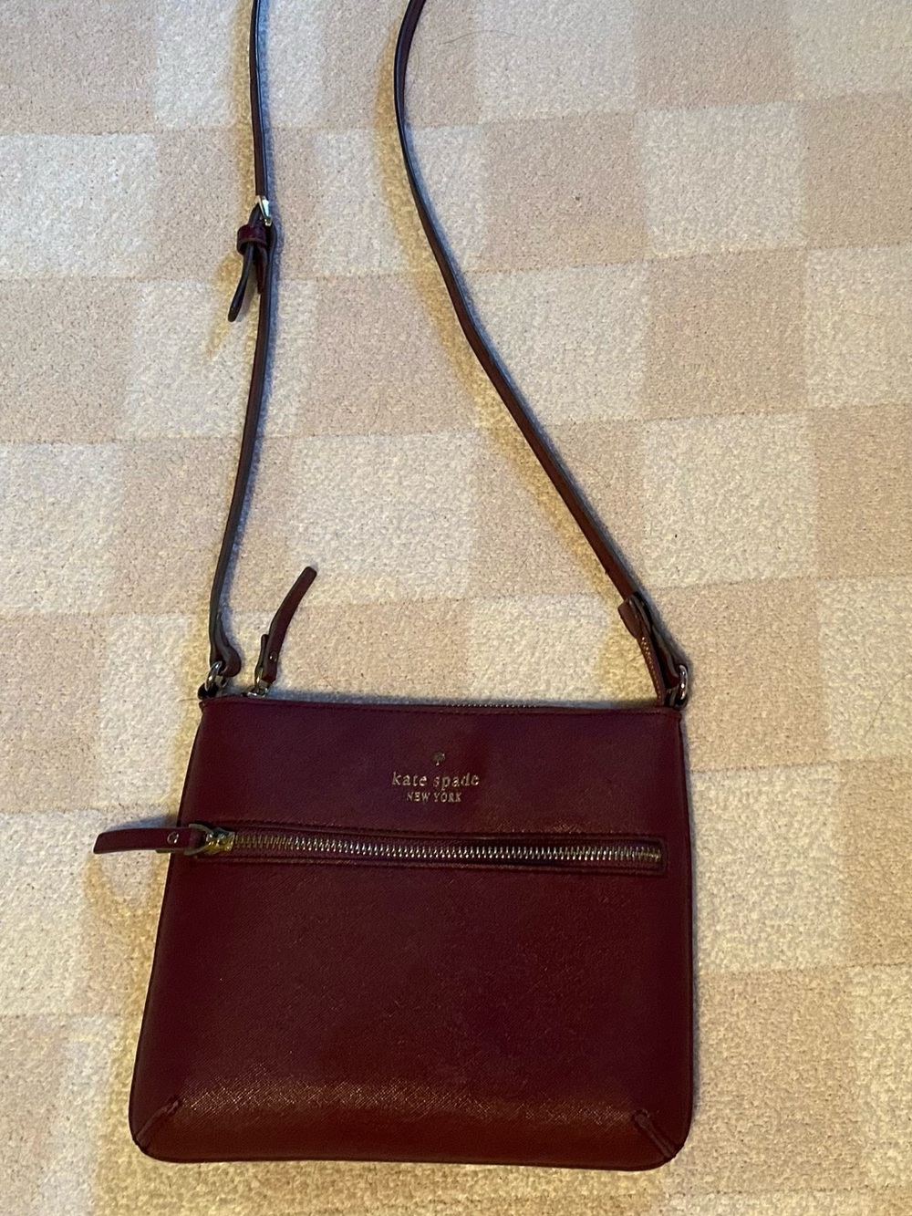 kate spade burgundy leather crossbody bag